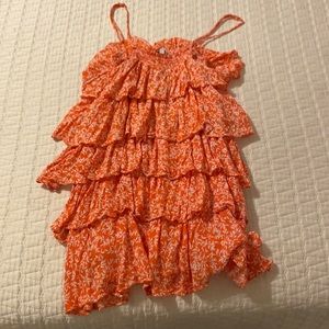 Olivaceous dress with the cutest pattern.